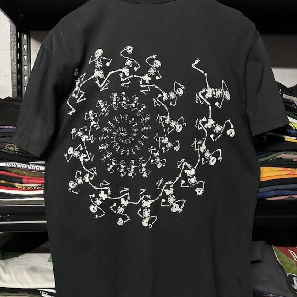Vintage Japan Anatomy Skeleton Skulls Sun Faded Tee